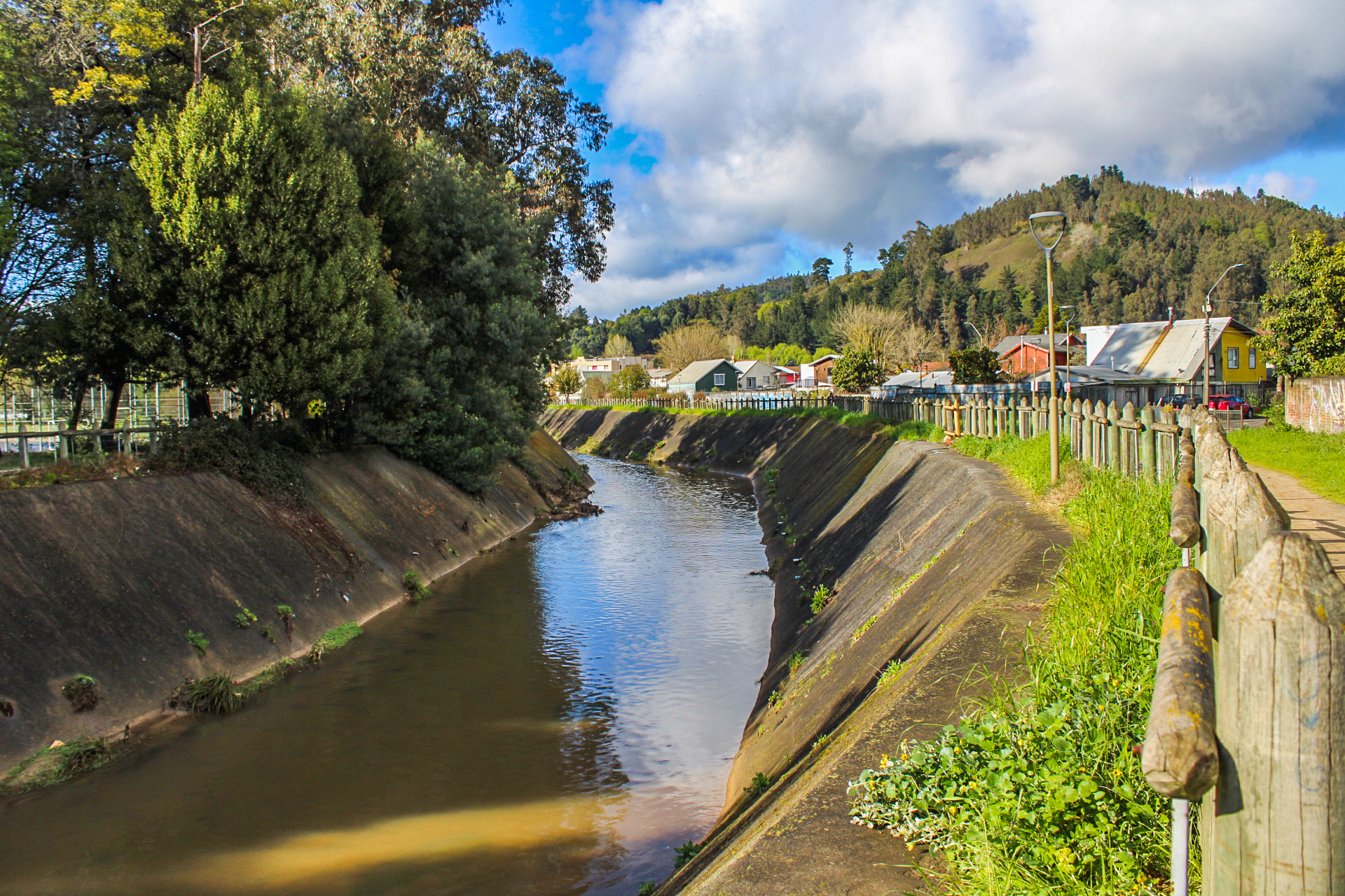 Mountain river basin and bridge