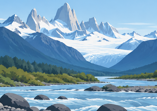 Patagonian river monitoring landscape